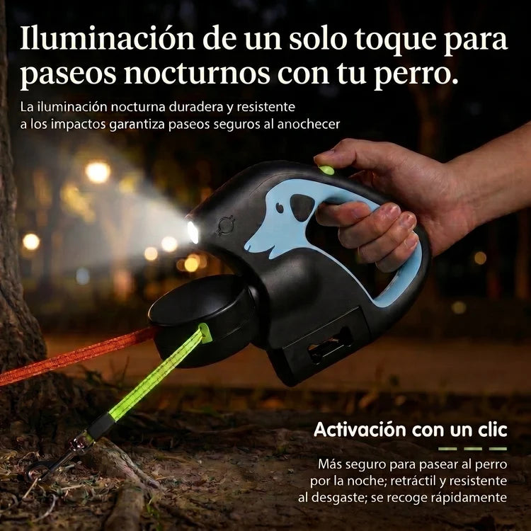 Zovelta SyncroDuo - Correa Retráctil Doble con Luz LED
