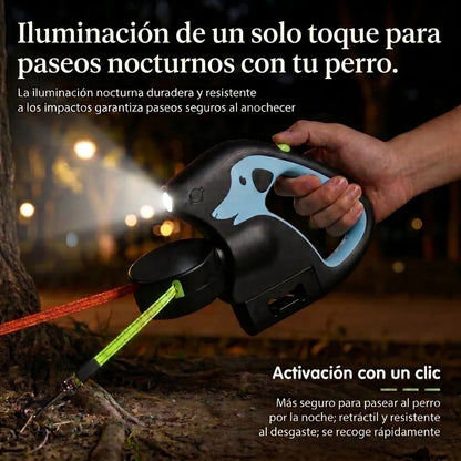 Zovelta SyncroDuo - Correa Retráctil Doble con Luz LED