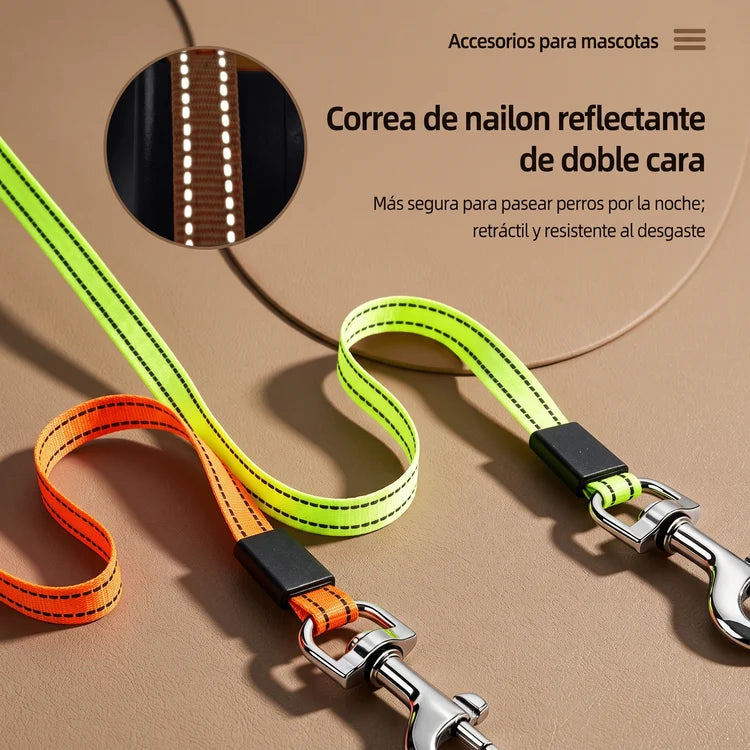 Zovelta SyncroDuo - Correa Retráctil Doble con Luz LED