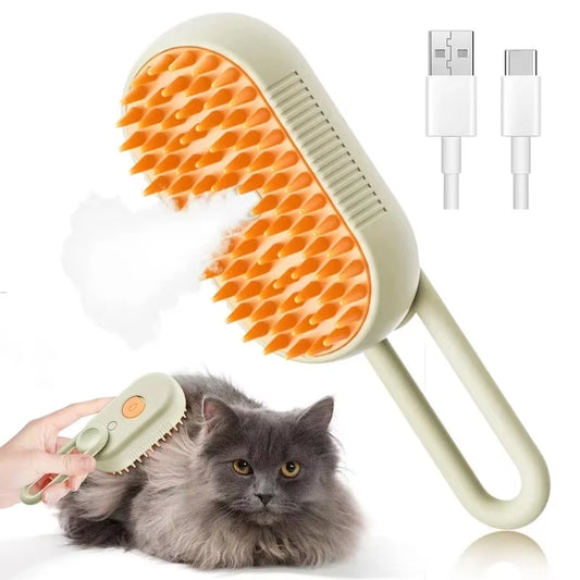 Cepillo De Vapor 3 En 1 Para Mascotas - Masaje Y Eliminación De Pelo Muerto