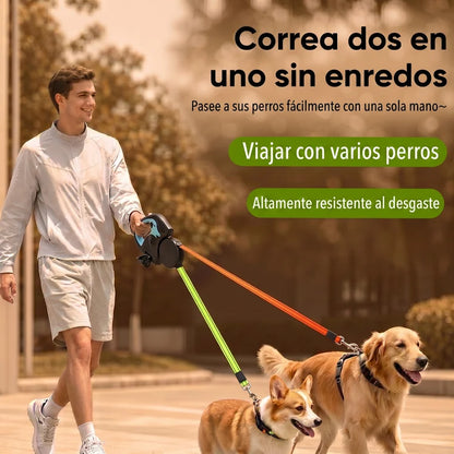 Zovelta SyncroDuo - Correa Retráctil Doble con Luz LED